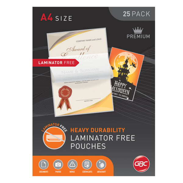 gbc laminating pouch a4 150 micron pack of 25