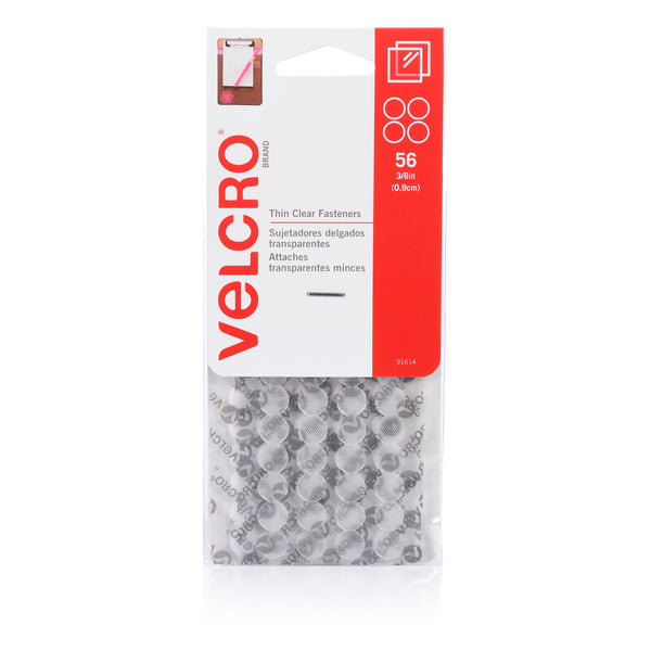 velcro® brand stick on thin clear hook & loop dots 56 dots 9mm