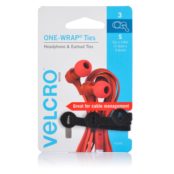velcro® brand one-wrap® ties headphone & earbud ties