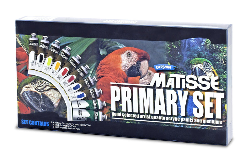 Derivan Matisse Structure Paints Primary Colours Set Of 10x75ml