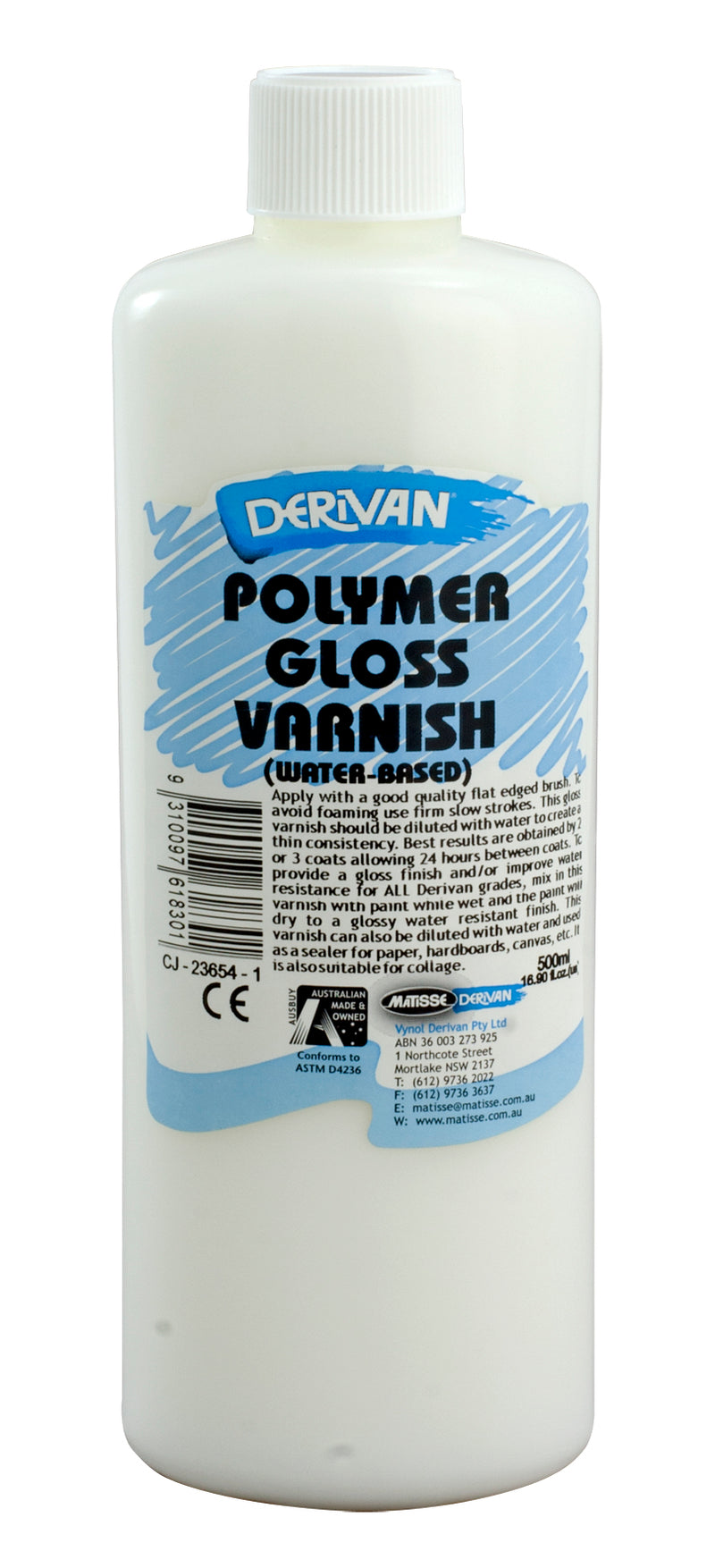 Derivan 500ml Polymer Gloss Varnish