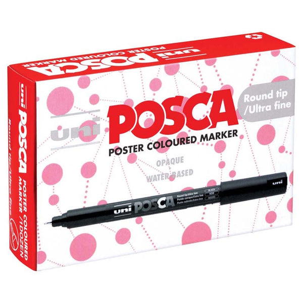 Uni Posca Marker 0.7mm Ultra-Fine Pin Tip Assorted Metallic 12 Pack
