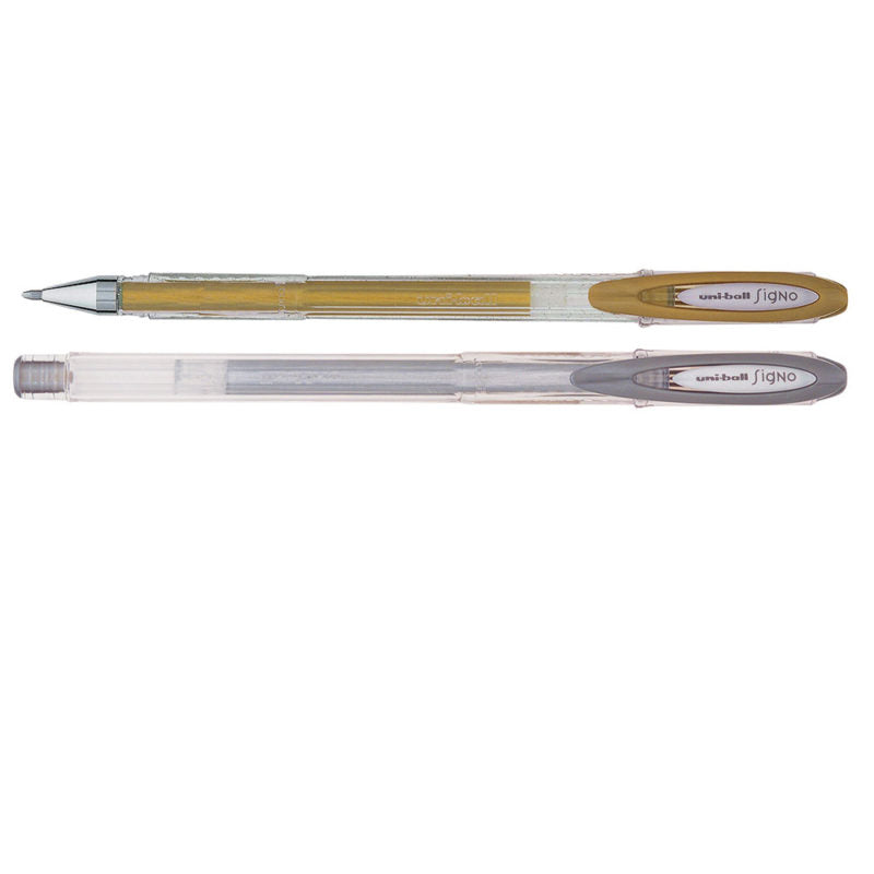 Uni-ball Signo Fine 0.7mm Capped Pens Pack 4 Assorted Gold Silver