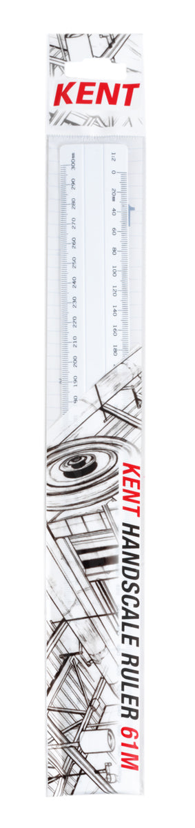 kent 30cm double/sided oval hand scale ruler - 1:1,2,5,10