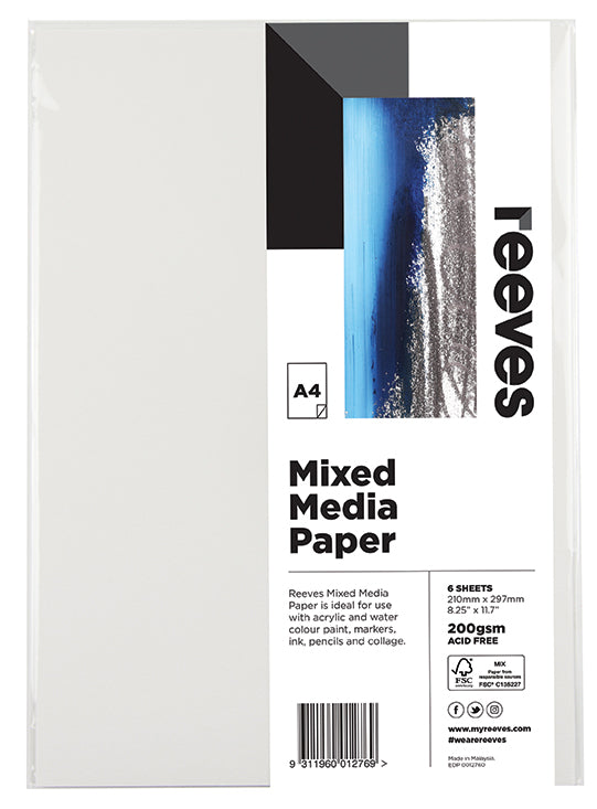 Reeves Mixed Media Paper Packs 200gsm 6 Sheets