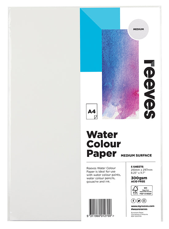 Reeves Water Colour Paper Packs Cold Pressed 300gsm 5 Sheet