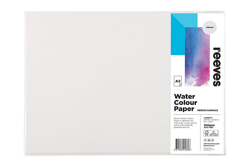 Reeves Water Colour Paper Packs Cold Pressed 300gsm 5 Sheet