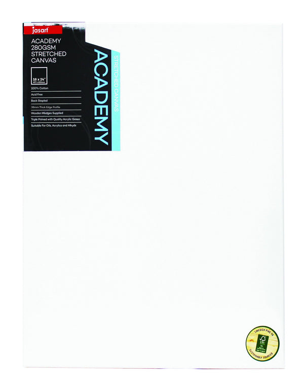 Jasart Academy Art Canvas 1.5 Inch Thick Edge 18x24 Inch - Pack Of 3