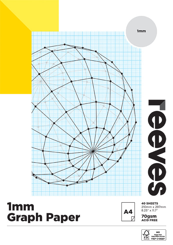 Reeves Graph Paper Pad 1mm 70gsm#size_A4