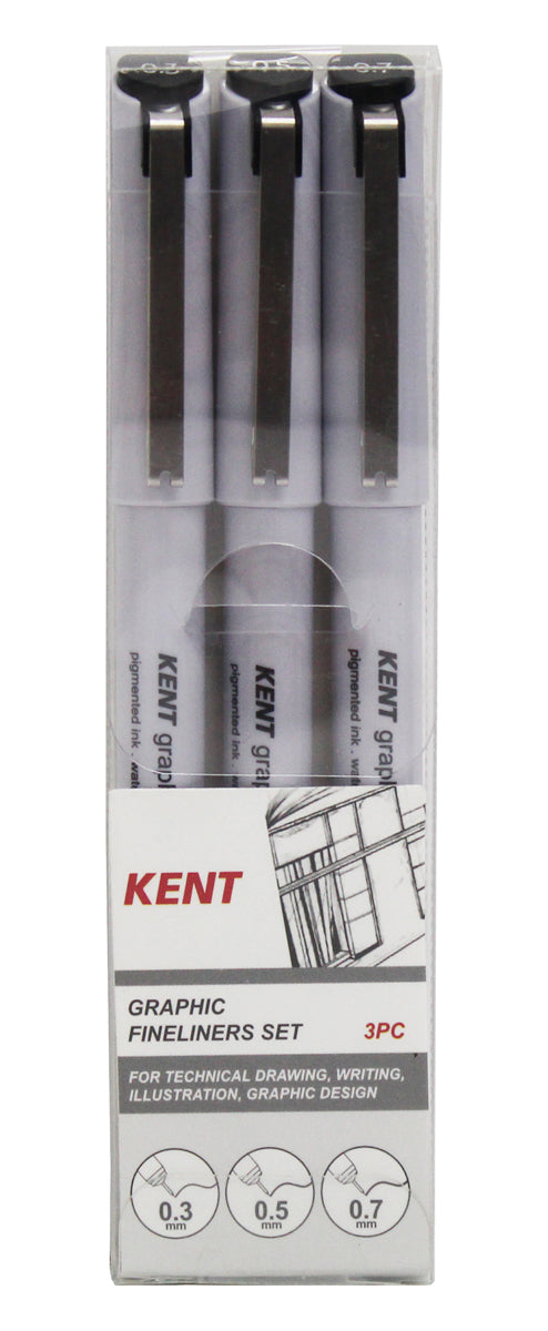 Kent Graphic Art Fineliner Set Of 3 (0.3; 0.5; 0.7mm)