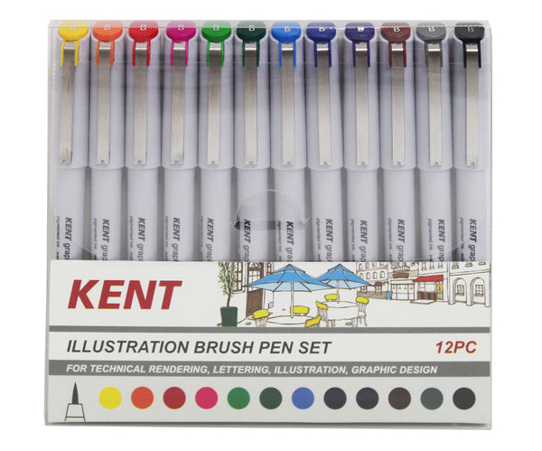 Kent Graphic Illustration Brush Pen Set Of 12
