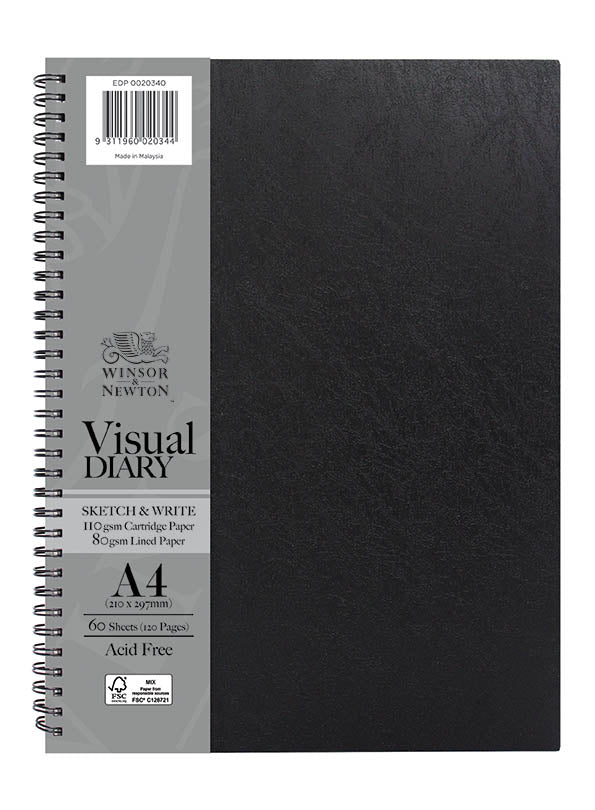Winsor & Newton Visual Diary A4 Sketch & Write Black Cover