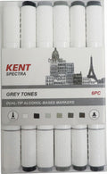 Kent Spectra Graphic Design Marker Brush Set Of 6#colour_GREY TONES
