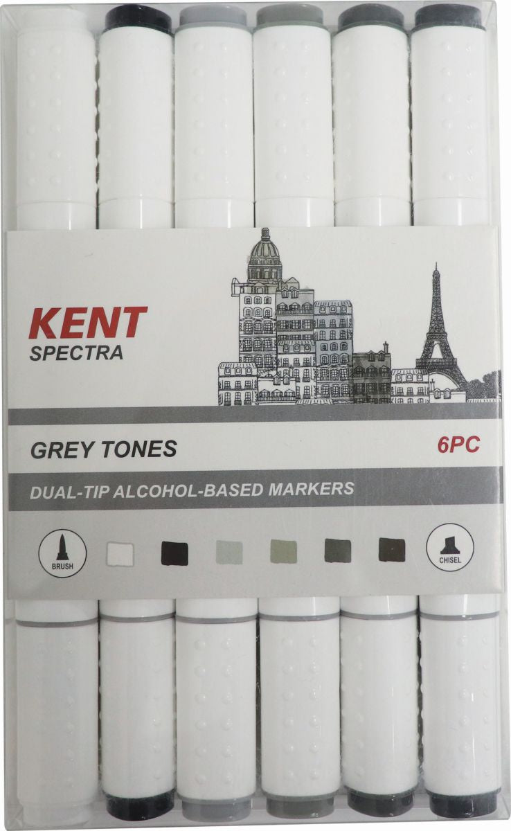 Kent Spectra Graphic Design Marker Brush Set Of 6