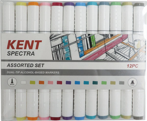 Kent Spectra Graphic Design Marker Brush Assorted Set Of 12