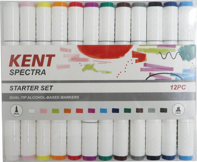 Kent Spectra Graphic Design Marker Brush Starter Set Of 12