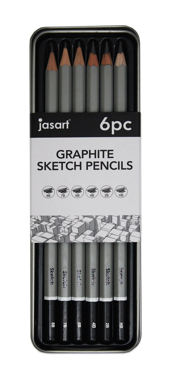 Jasart Studio Quality Sketching Pencil Tin#Pack Size_PACK OF 6