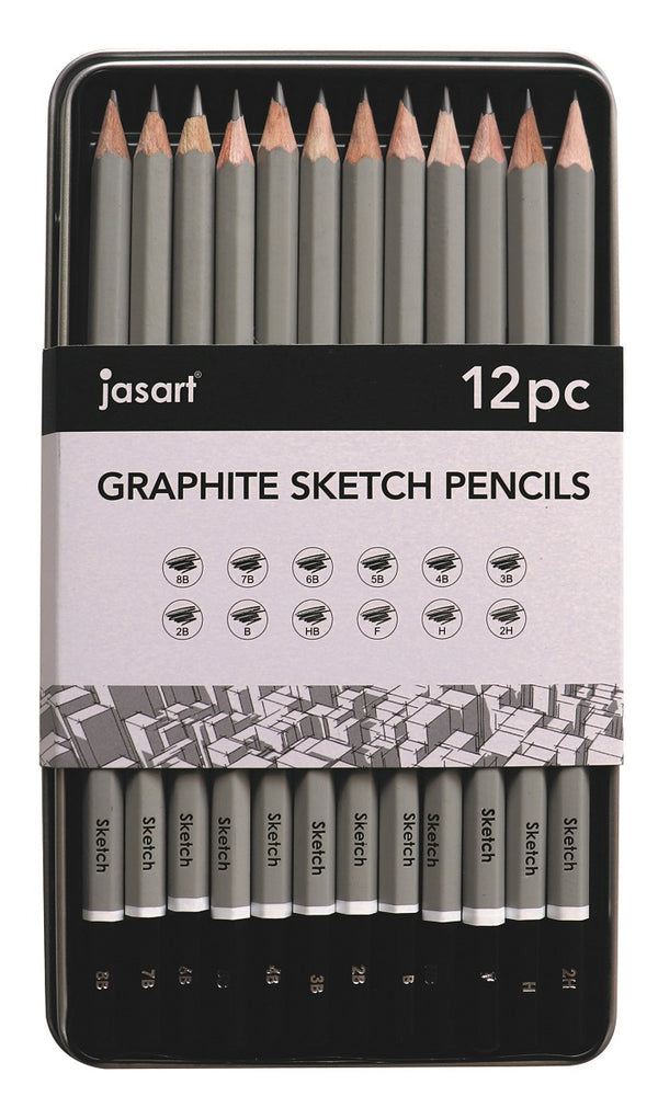 Jasart Studio Quality Sketching Pencil Tin#Pack Size_PACK OF 12