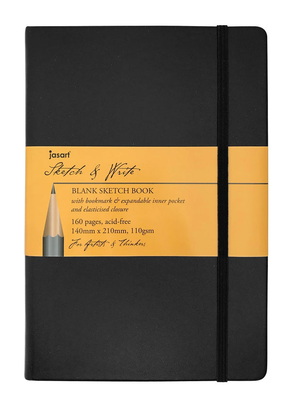 Jasart Sketch & Write Acid Free Blank Notebook 110gsm 160 Pages#size_A5