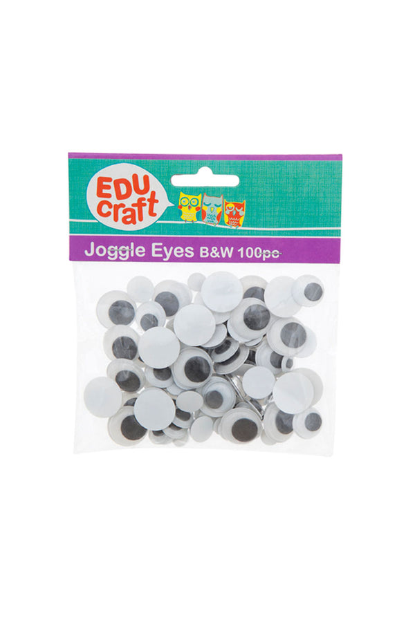Educraft Joggle Eyes Black & White Assorted Sizes Pack Of 100