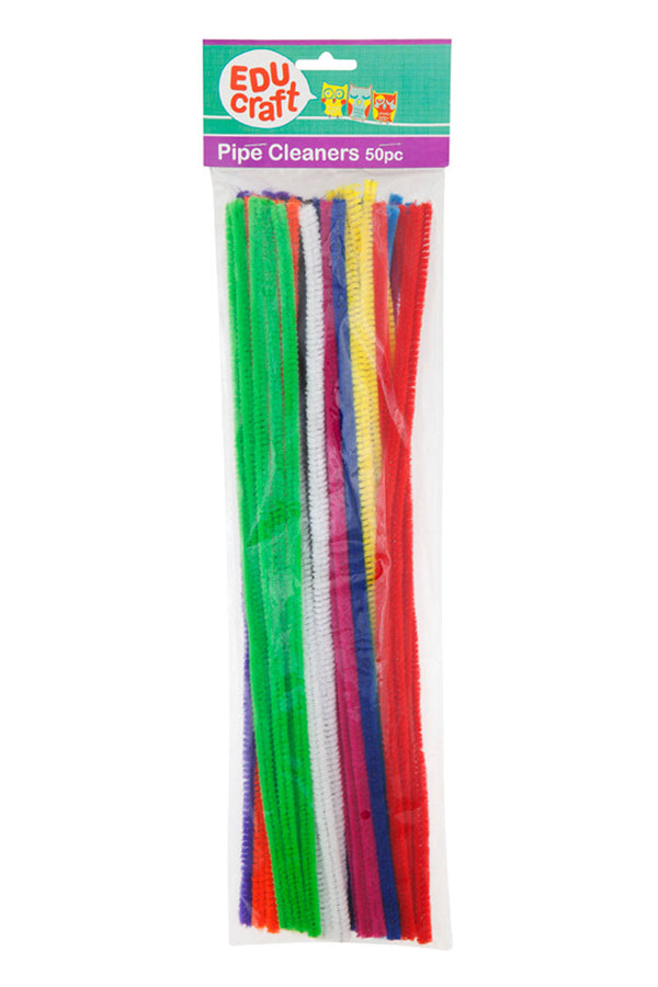 Educraft Pipe Cleaners 300x6mm Assorted Colours Pack Of 50