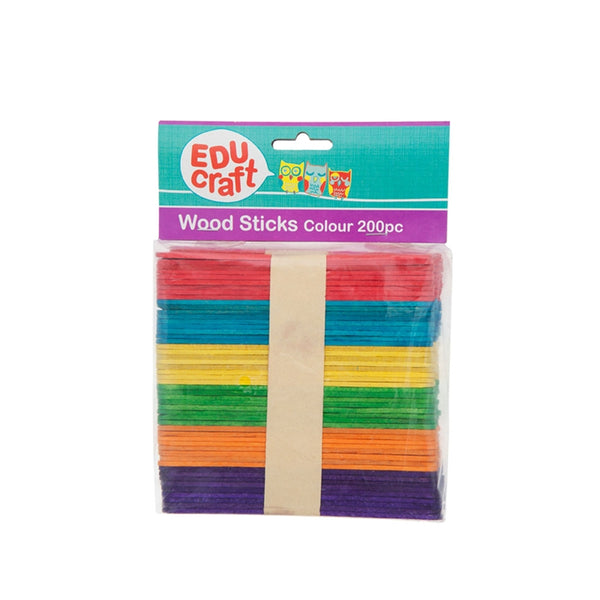 Educraft Wood Sticks Pack Of 200#colour_ASSORTED
