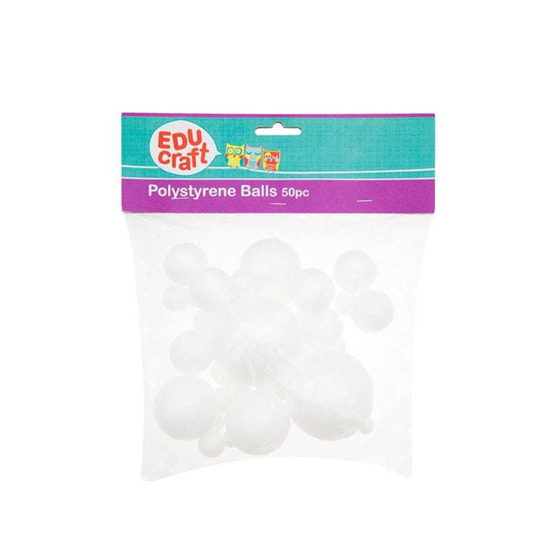 Educraft Polystyrene Balls Assorted Sizes Pack Of 50