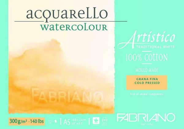 Fabriano Artistico Watercolour Hot Pressed Paper Pad 300gsm 12 Sheets