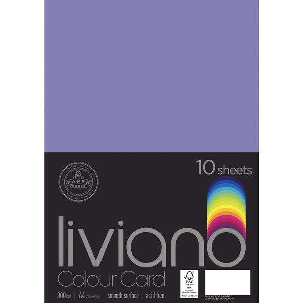 The Paper House Liviano Colour Card 300gsm A4 Pack Of 10