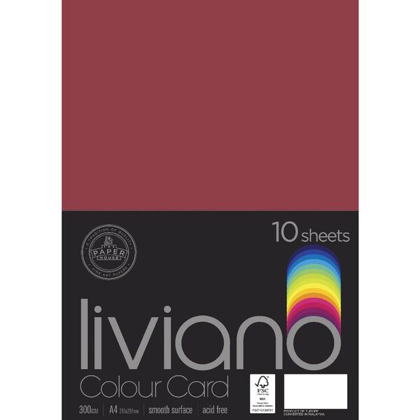 The Paper House Liviano Colour Card 300gsm A4 Pack Of 10