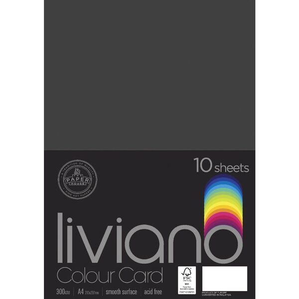 The Paper House Liviano Colour Card 300gsm A4 Pack Of 10