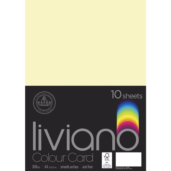 The Paper House Liviano Colour Card 300gsm A4 Pack Of 10