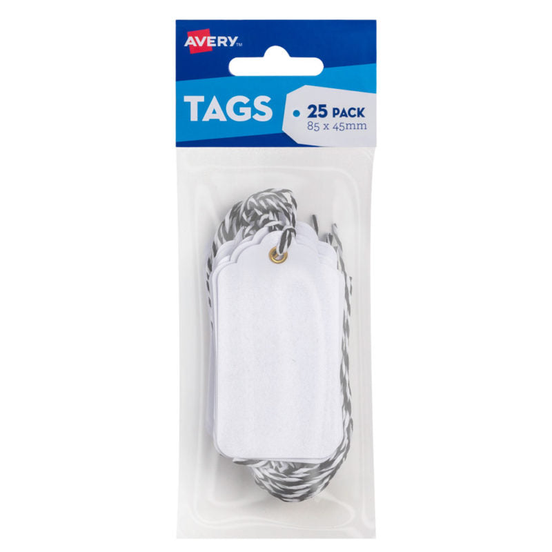 Avery Scallop Tags 85x45mm With String 25 Pack