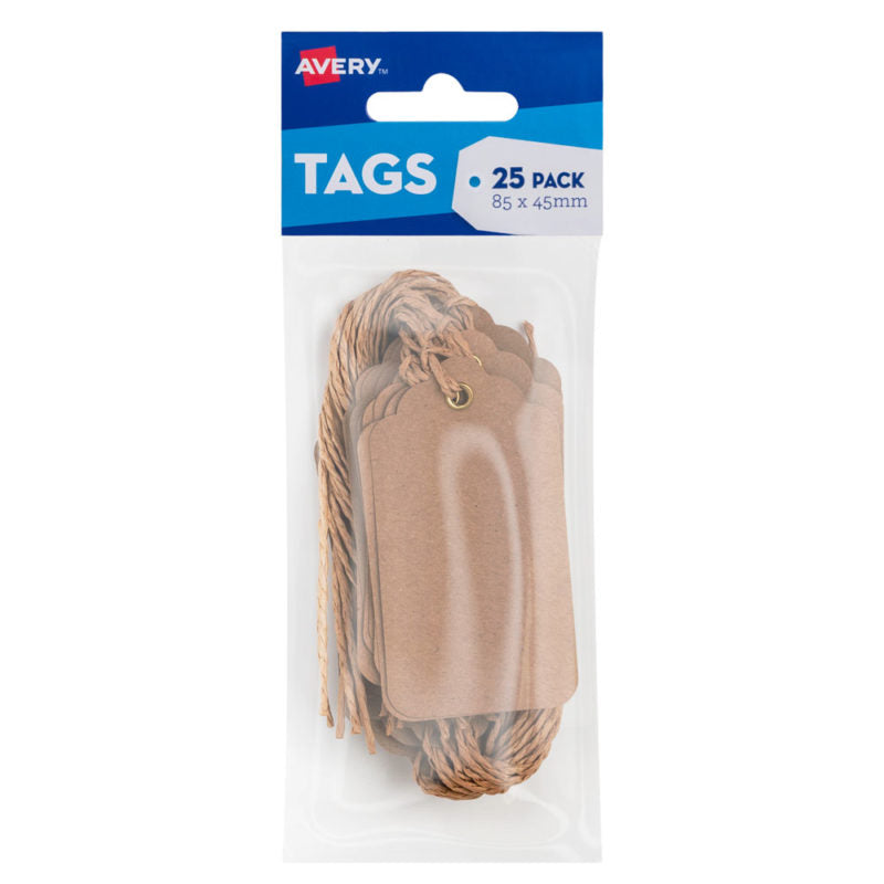 Avery Scallop Tags 85x45mm With String 25 Pack