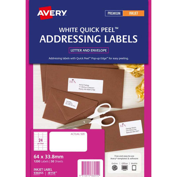 avery addressing inkjet label j8159-50 inkjet 50 sheets