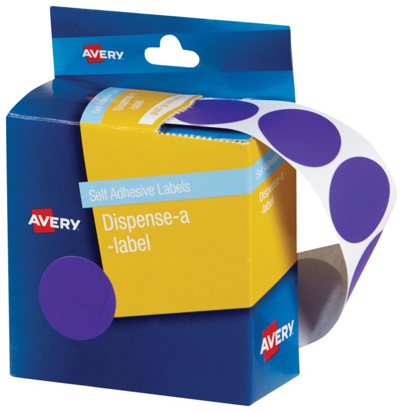 avery self adhesive label dispenser round 24mm 500 pack
