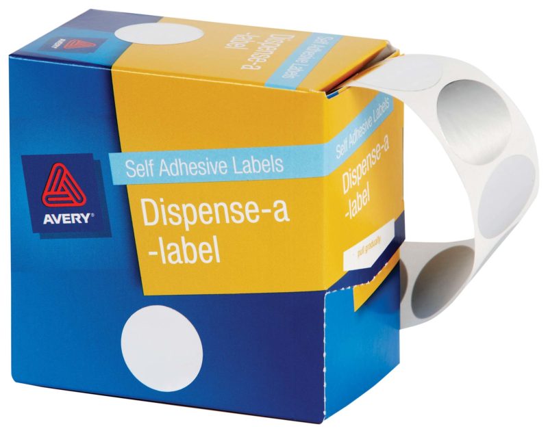 avery self adhesive label dispenser round 24mm 250 pack