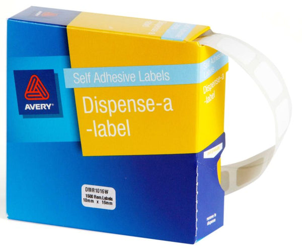 avery self adhesive label dispenser dmr1016w 10x16mm white 1500 pack