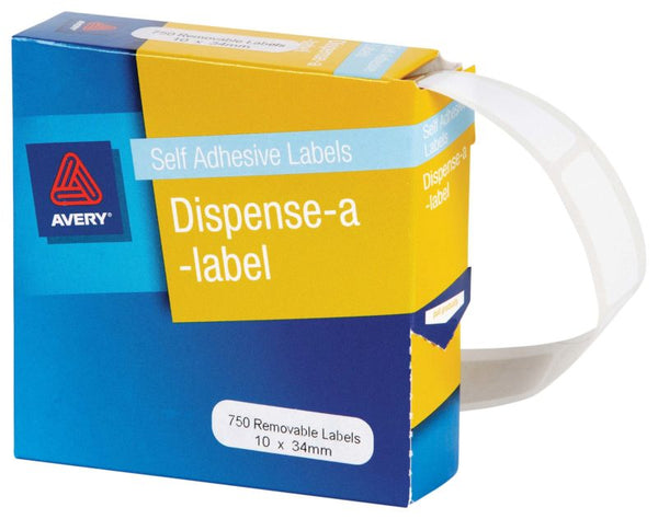 avery self adhesive label dispenser dmr1034w 10x34mm white 750 pack
