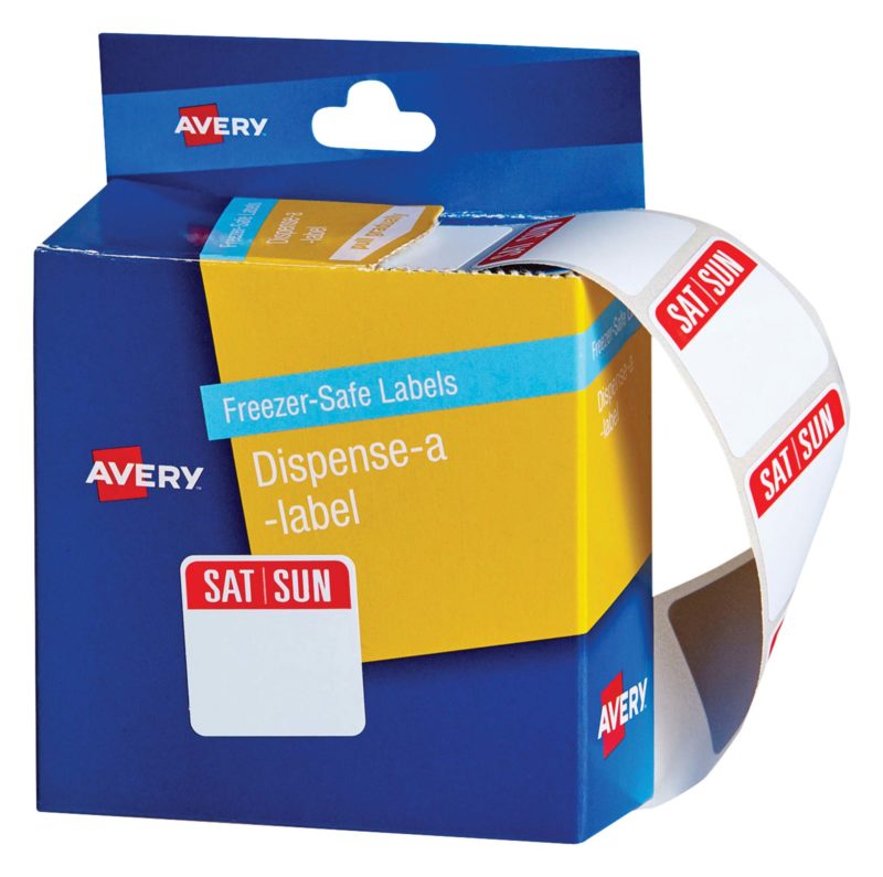 avery freezer safe label dispenser sat sun 24x24 100 pack