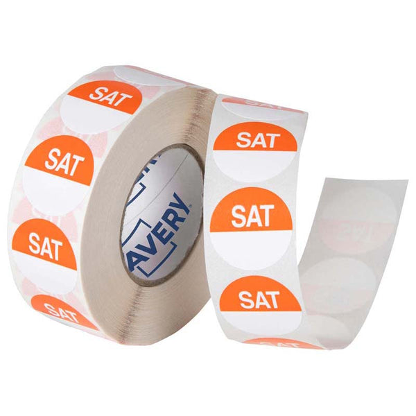 avery labels saturday round day 24mm orange white 1000 roll
