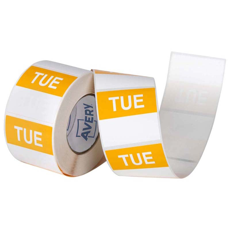 avery labels tuesday square day 40x40mm yellow white 500 roll