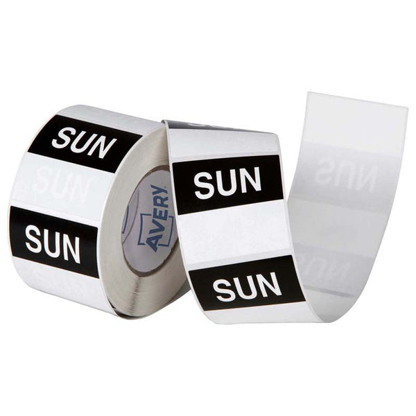 avery labels sunday square day 40x40mm black white 500 roll