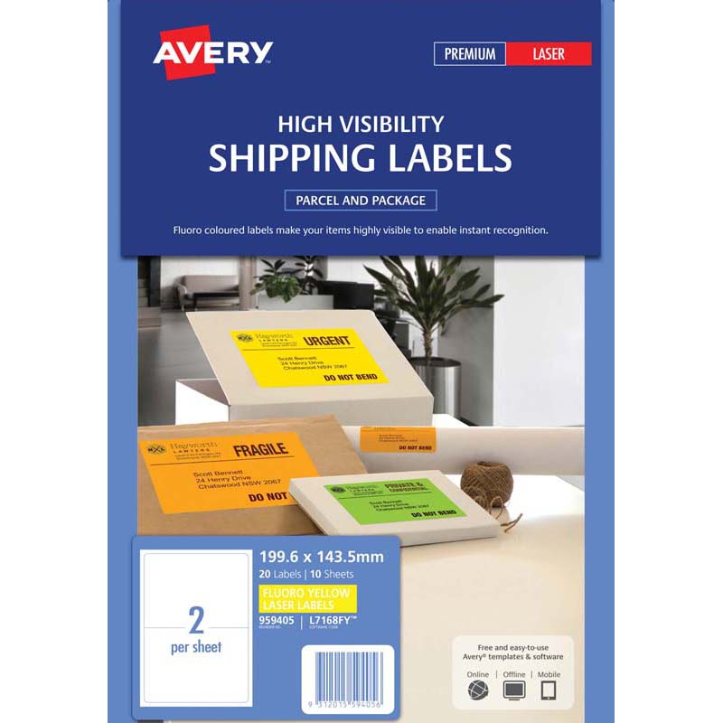 avery shipping label 2up 10 sheets laser 199.6x143.5mm