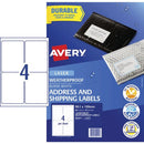 Avery L7071 Weatherproof Label - 4up 99.1x139mm 10 Sheets