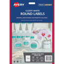 avery laser inkjet label l7147 white gloss round 24up 10 sheets 40mm