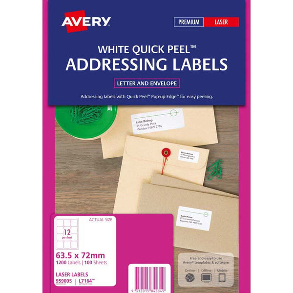avery addressing laser labels l7164-100 100 sheets