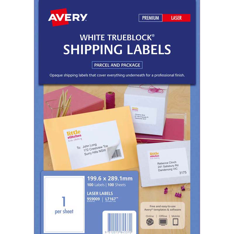 avery shipping laser labels l7167-100 100 sheets
