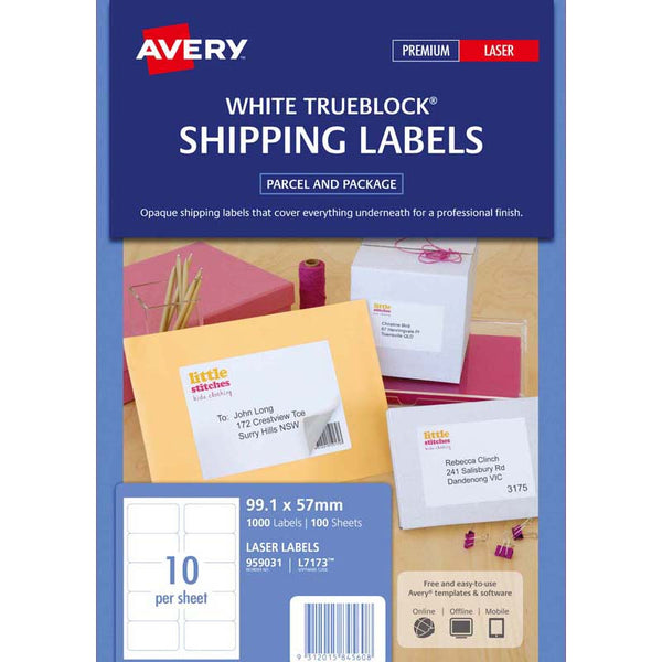 avery shipping laser labels l7173-100 100 sheets