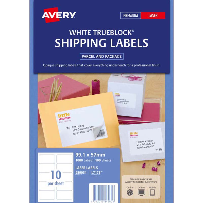 avery shipping laser labels l7173-100 100 sheets